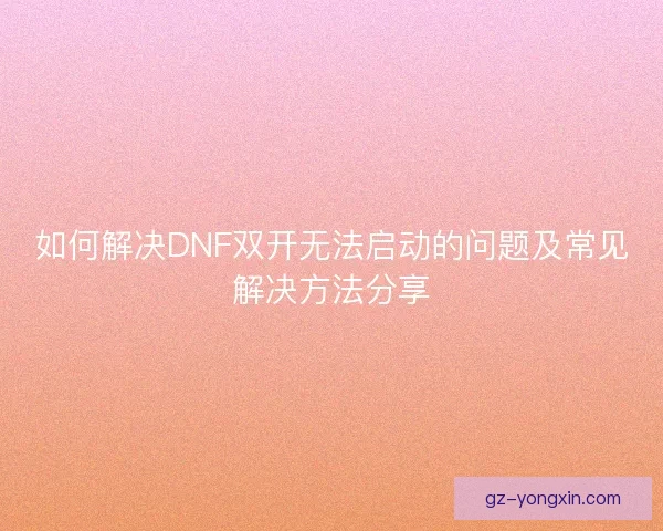 如何解决DNF双开无法启动的问题及常见解决方法分享